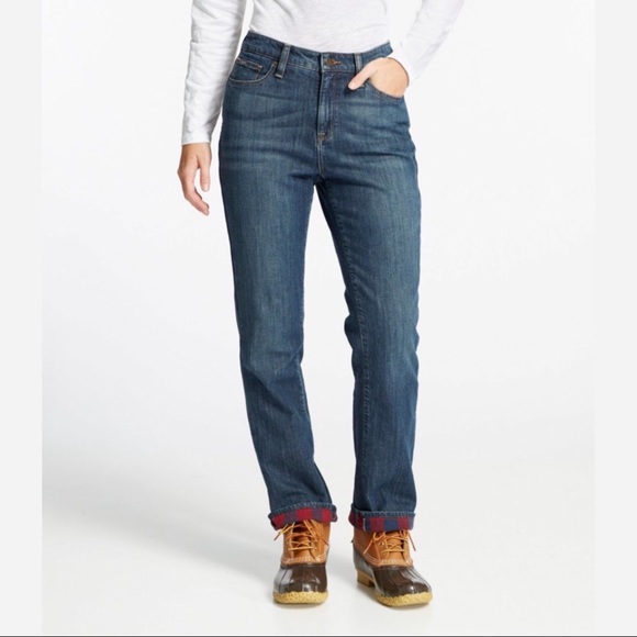 L.L. Bean Denim - L.L. Bean 300678 flannel buffalo plaid lined Jeans